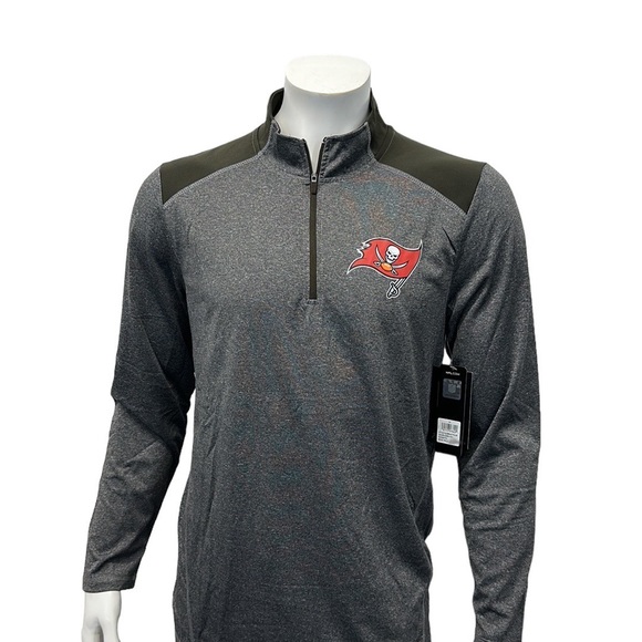 NWT Tampa Bay Buccaneers Gray Black Pullover NFL Team Apparel 1/4 Zip Jacket MD - Picture 3 of 10